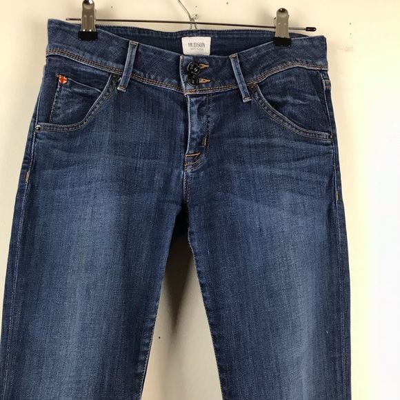 HUDSON Jeans Flap Pockets Straight Leg Dark Wash Size 27 Y2K Mid Low Rise - Picture 4 of 8
